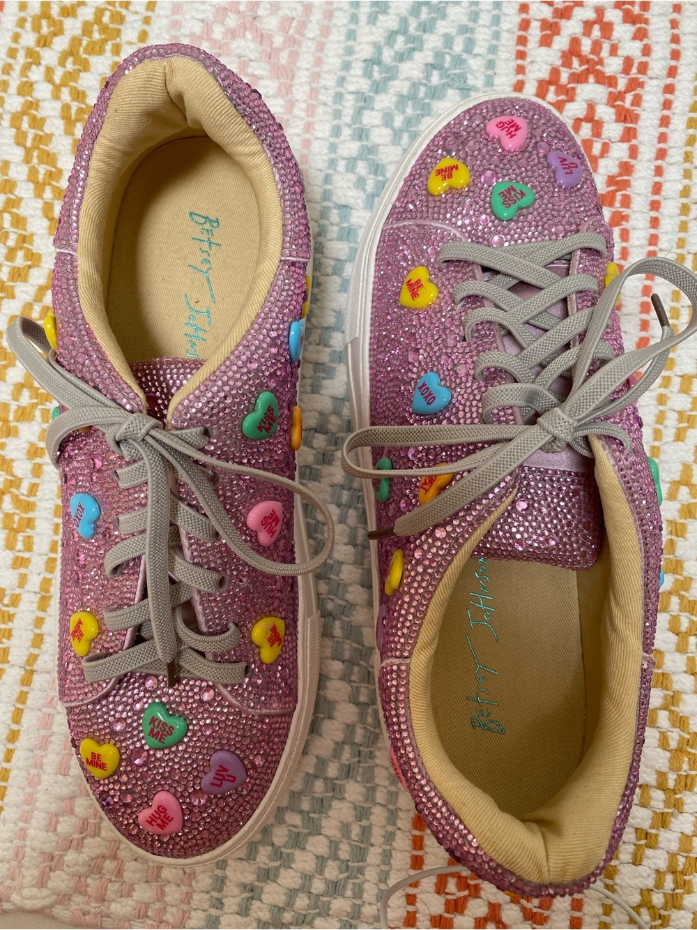 Betsey Johnson Hearts Rhinestone Sneakers - Picture 2 of 4